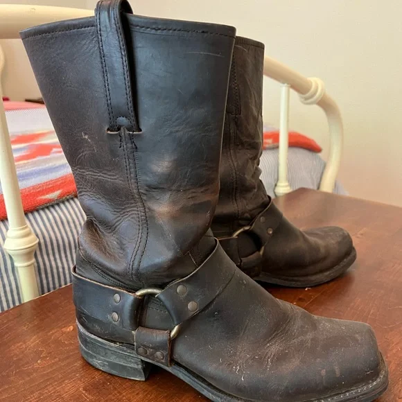 Frye Dark Brown Classic Vintage Harness Boots - Picture 2 of 7